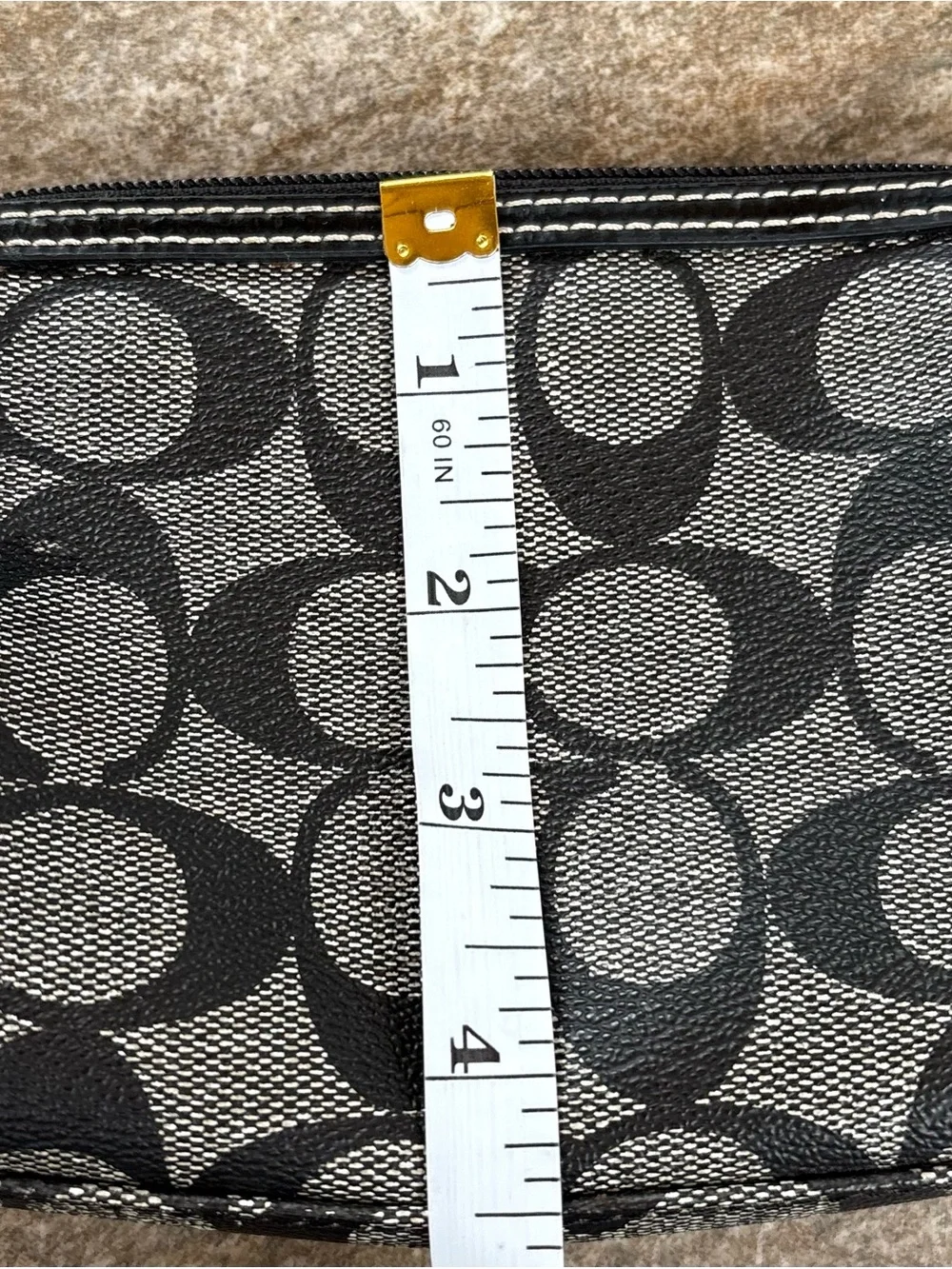 Coach Black and Gray Signature Canvas Pouch